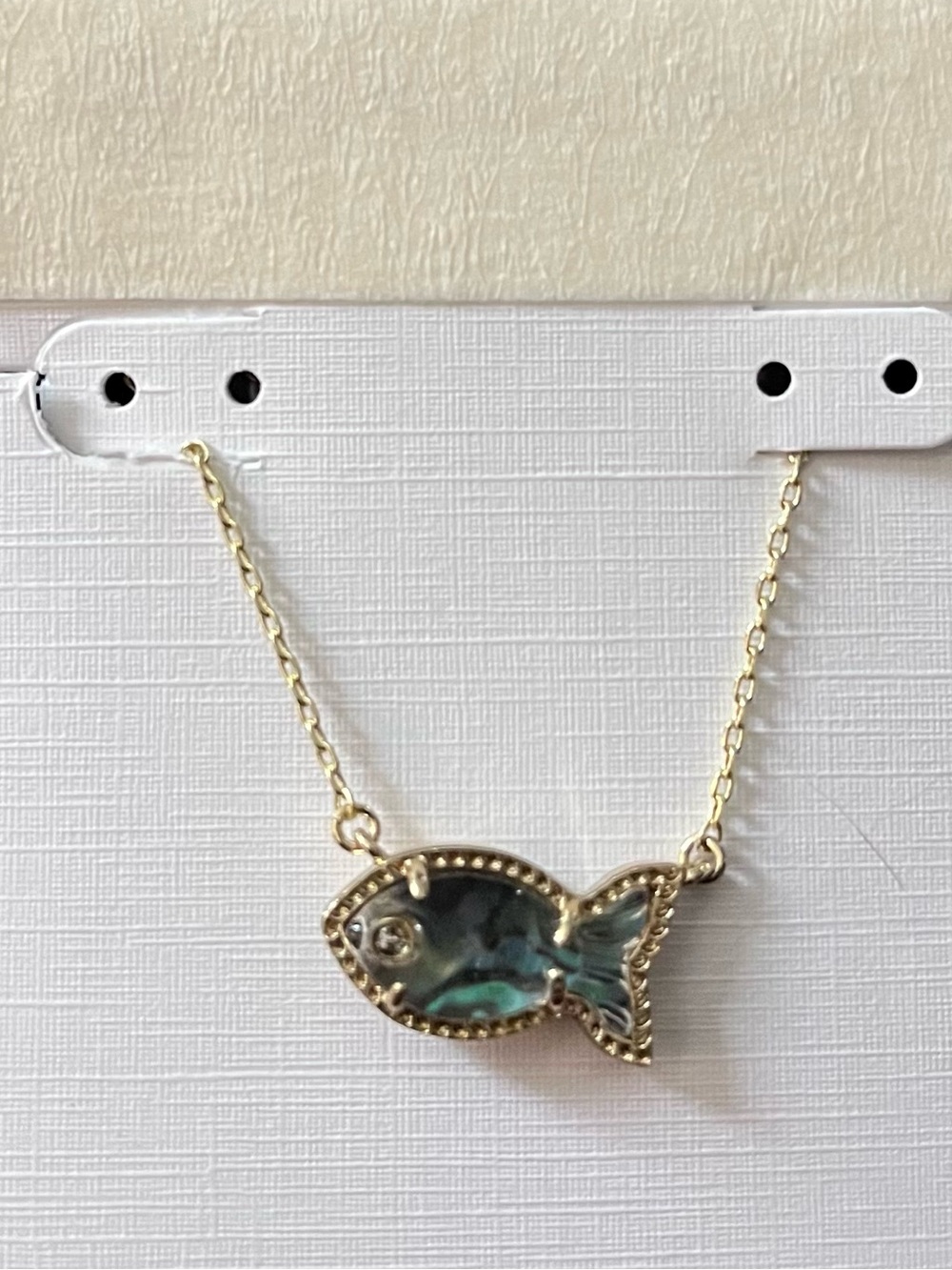 Kendra Scott Gold Fish Pendant Necklace with Teal Inlay